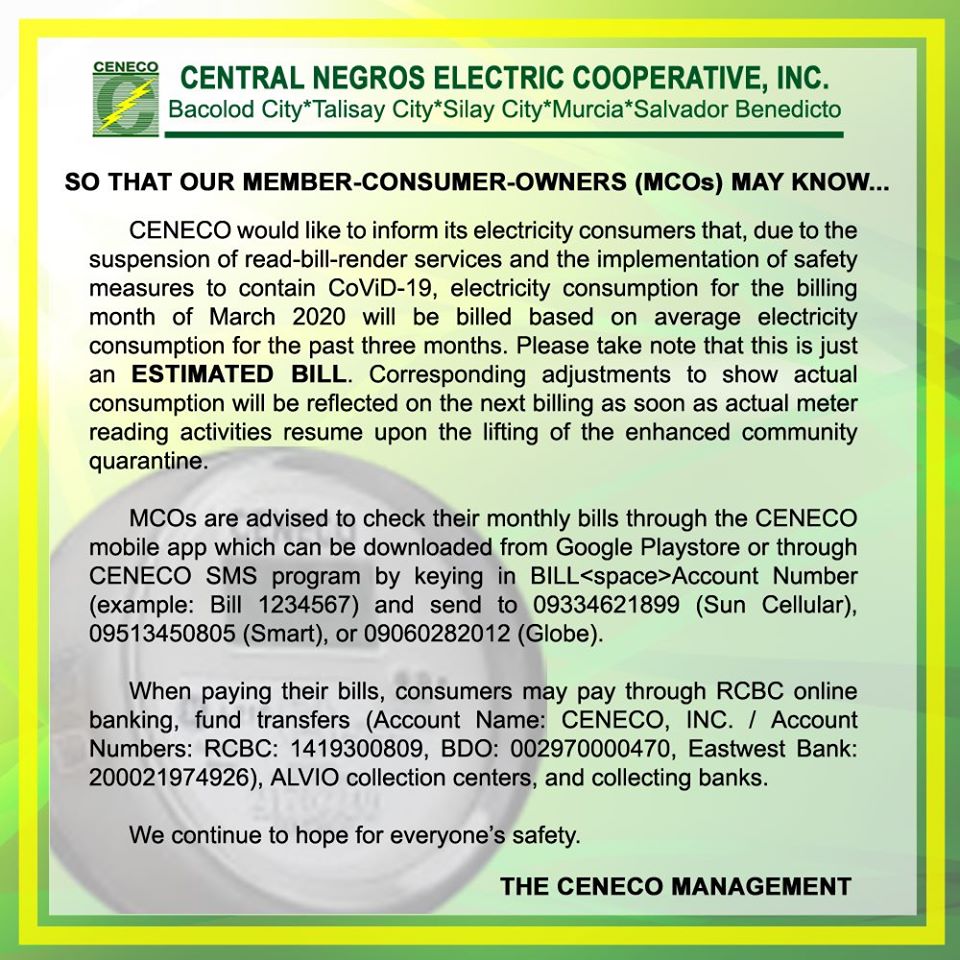 CENECO Consumer Advisory March 31, 2020