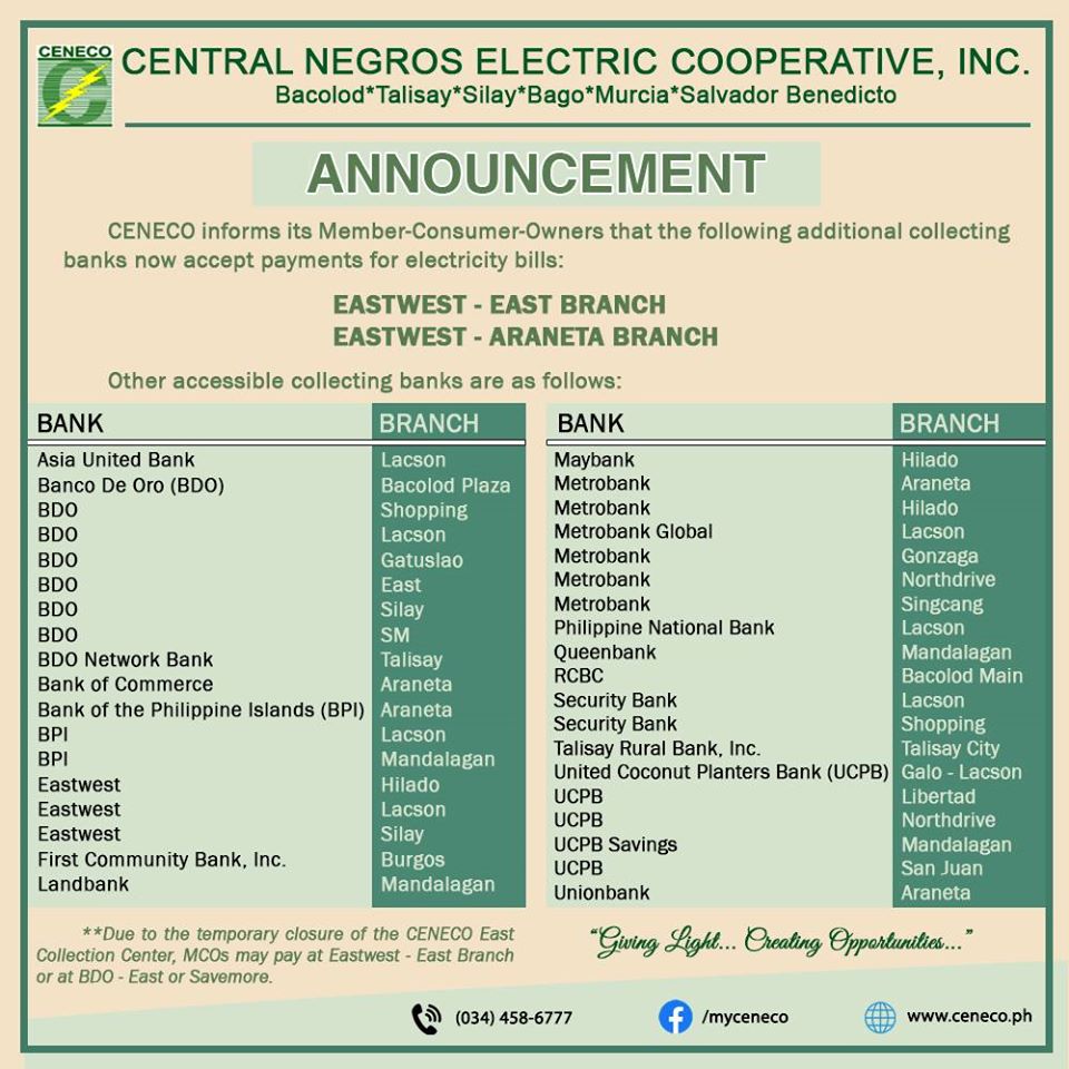 CENECO additional collecting banks