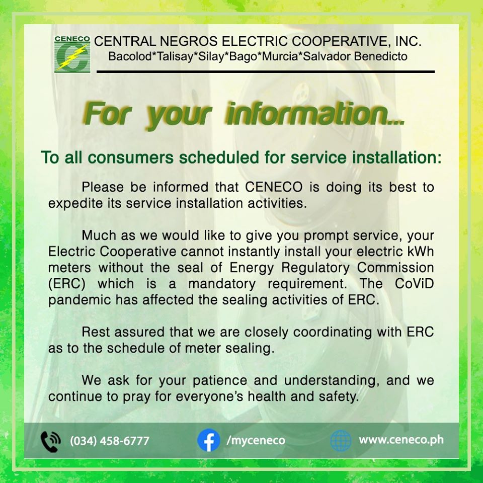 To all consumers scheduled for service installation: