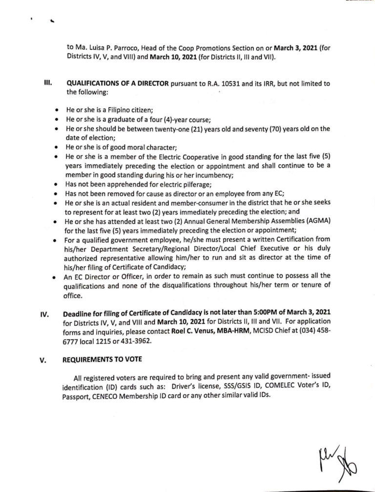 CENECO NOTICE OF REGULAR DISTRICT ELECTIONS 2021 - Central Negros ...