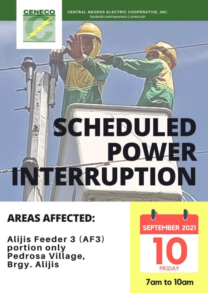 CENECO SETS POWER INTERRUPTION ON SEPTEMBER 10