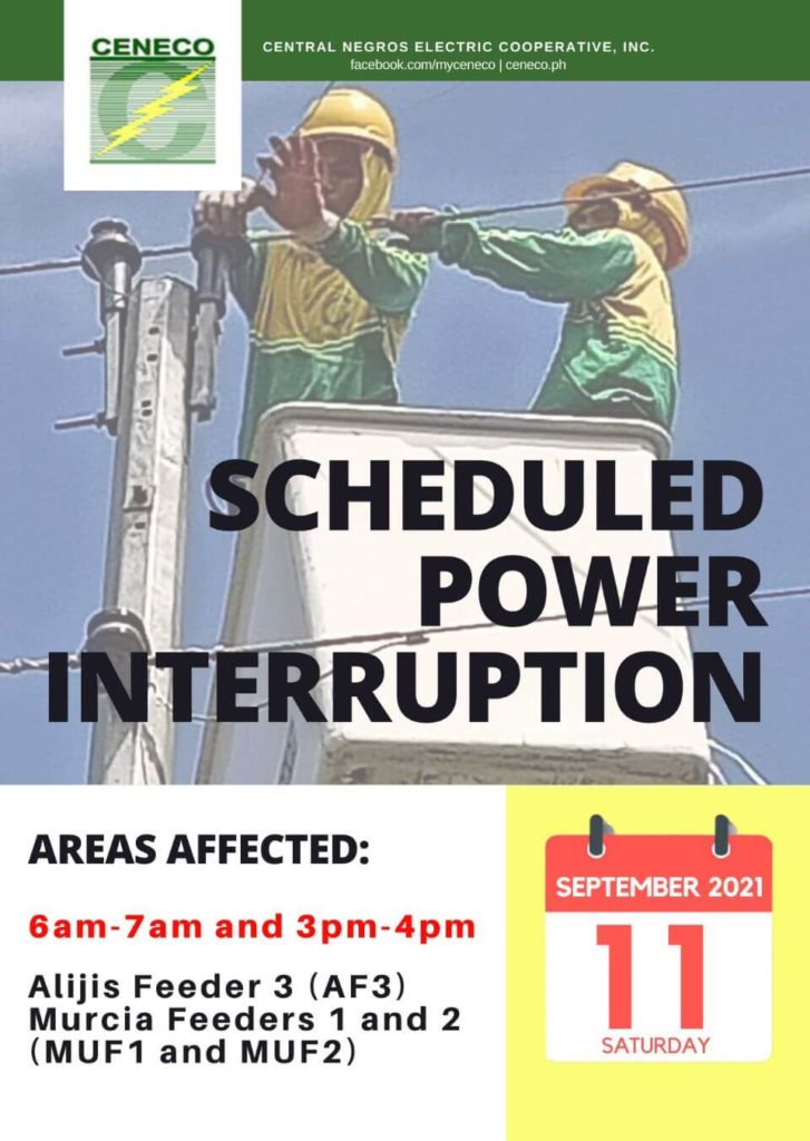 CENECO SETS POWER INTERRUPTION ON SEPTEMBER 11