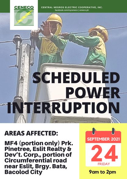 CENECO SETS POWER INTERRUPTION ON SEPTEMBER 24