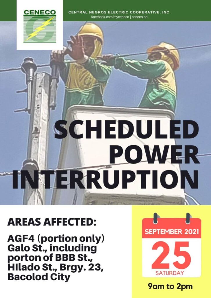 CENECO SETS POWER INTERRUPTION ON SEPTEMBER 25