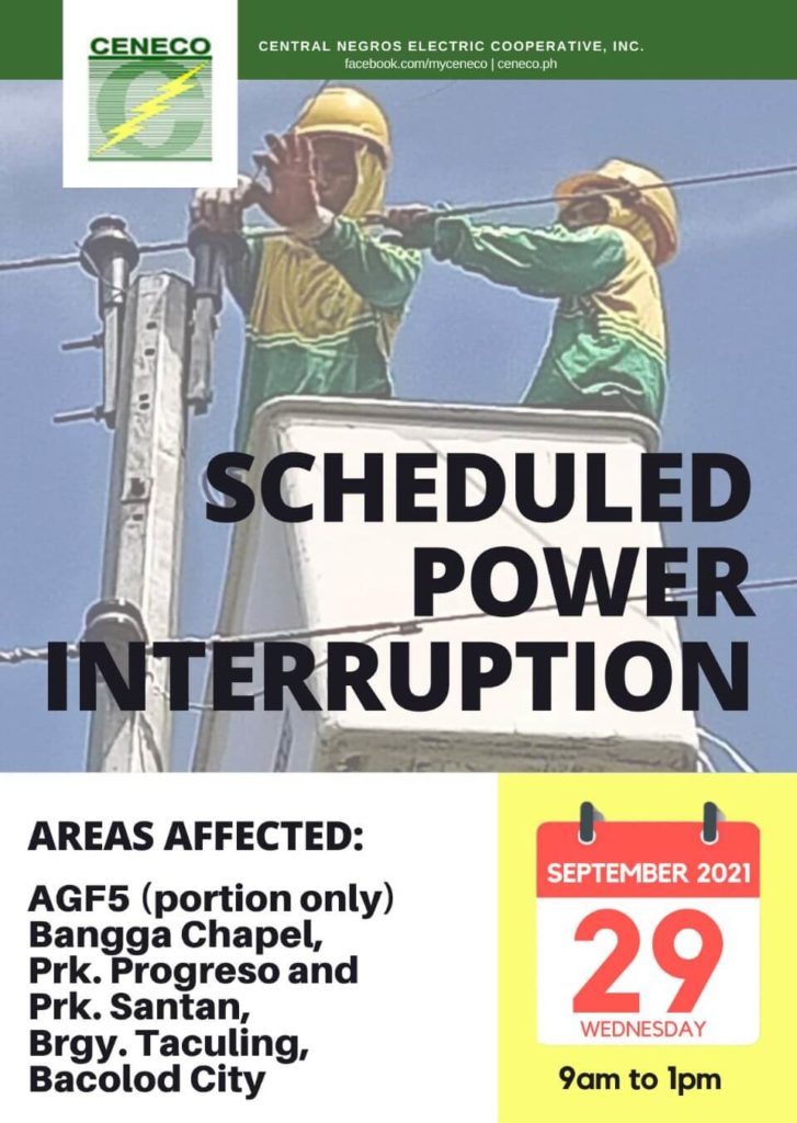 CENECO SETS POWER INTERRUPTION ON SEPTEMBER 29