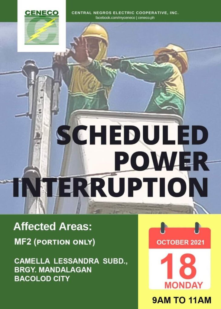 CENECO SETS POWER INTERRUPTION ON OCTOBER 18