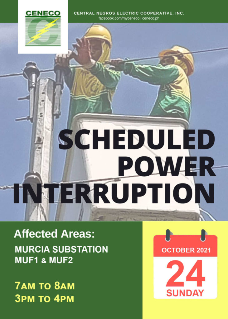 CENECO SET POWER INTERRUPTIONS ON OCTOBER 24