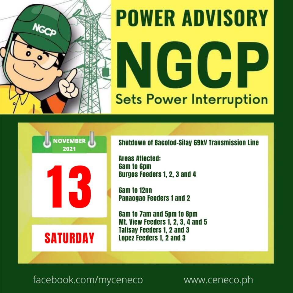 NGCP SETS POWER INTERRUPTION ON NOVEMBER 13