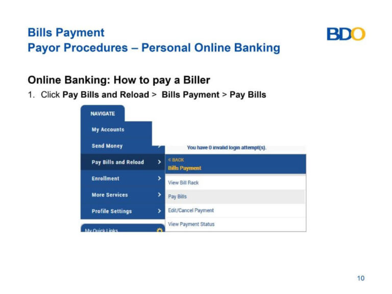 PAYMENT OF CENECO BILLS VIA BDO