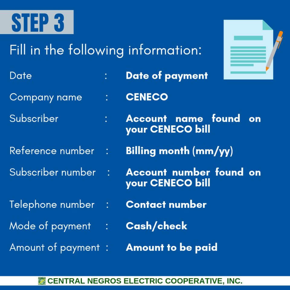 PAYMENT OF CENECO BILLS VIA METROBANK BILLS PAYMENT