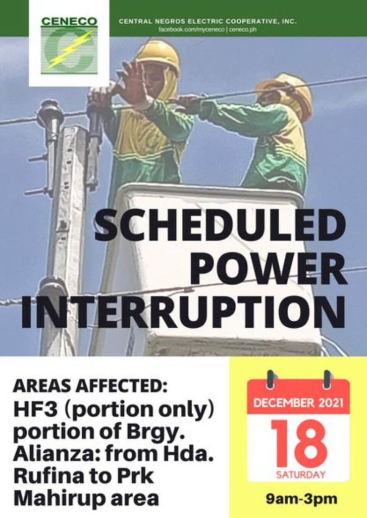 CENECO SETS POWER INTERRUPTION ON DECEMBER 17