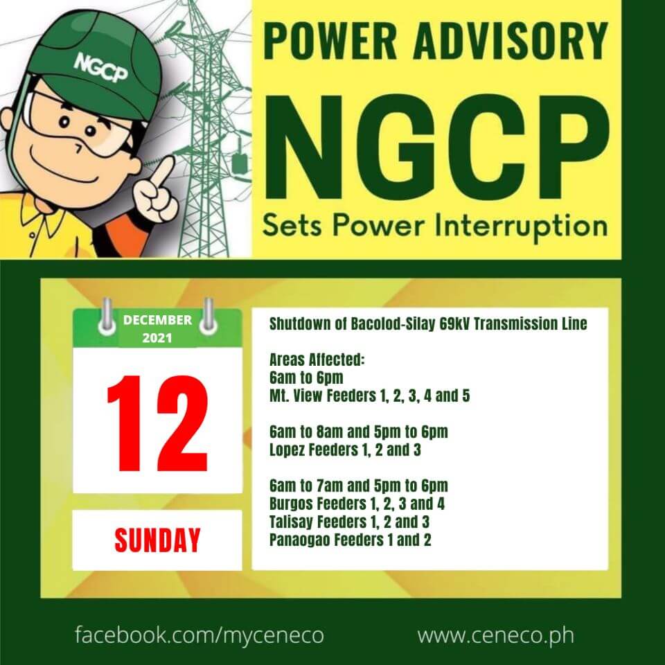 NGCP SETS POWER INTERRUPTION ON DECEMBER 12