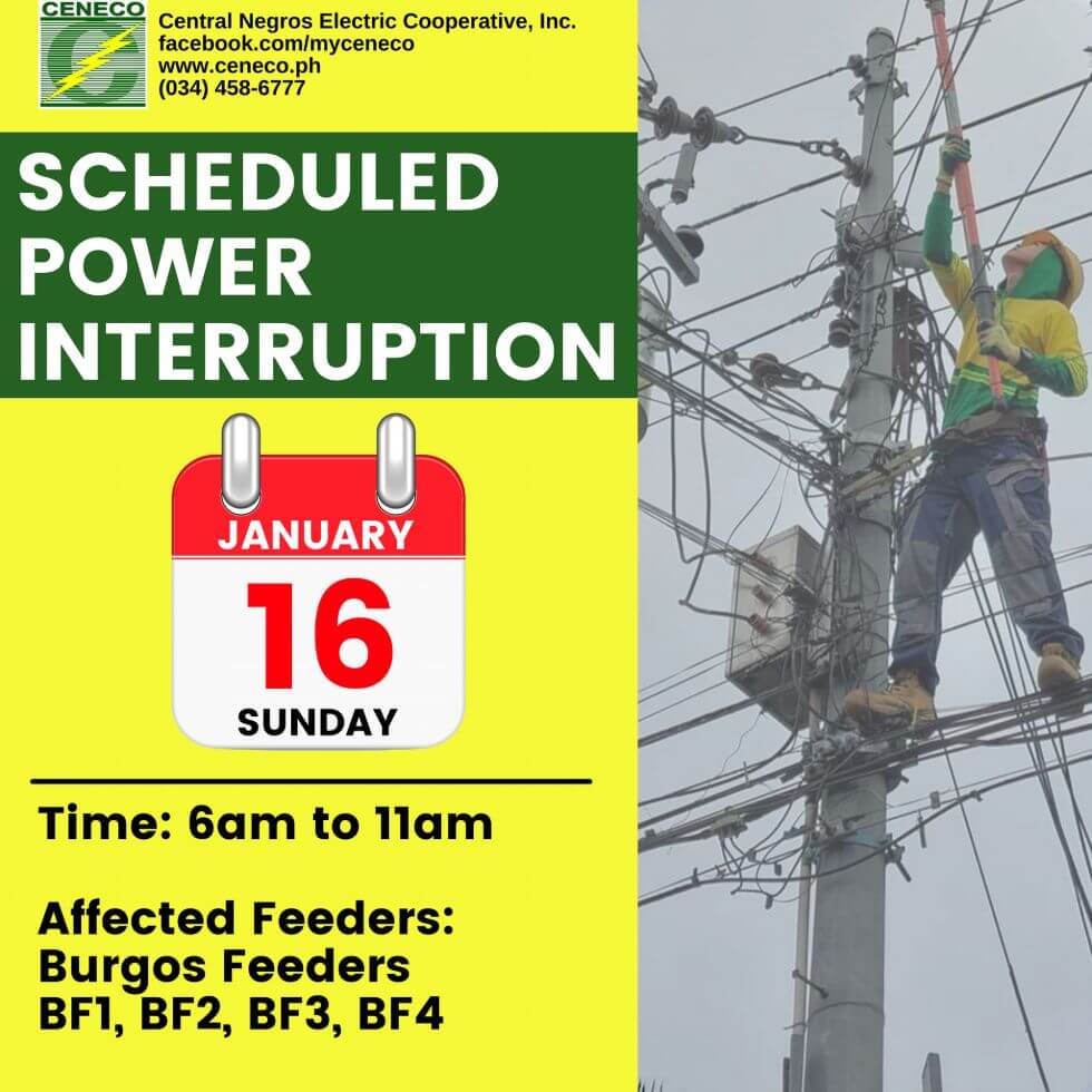 CENECO SETS POWER INTERRUPTION ON JANUARY 16, 2022