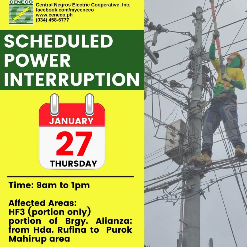 CENECO SETS EMERGENCY POWER INTERRUPTION ON JANUARY 27