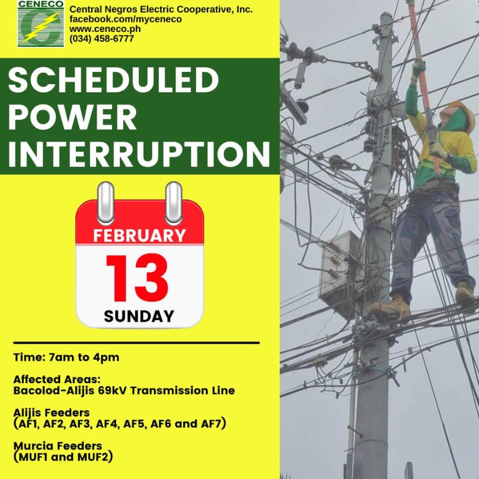 CENECO SETS POWER INTERRUPTION ON FEBRUARY 13