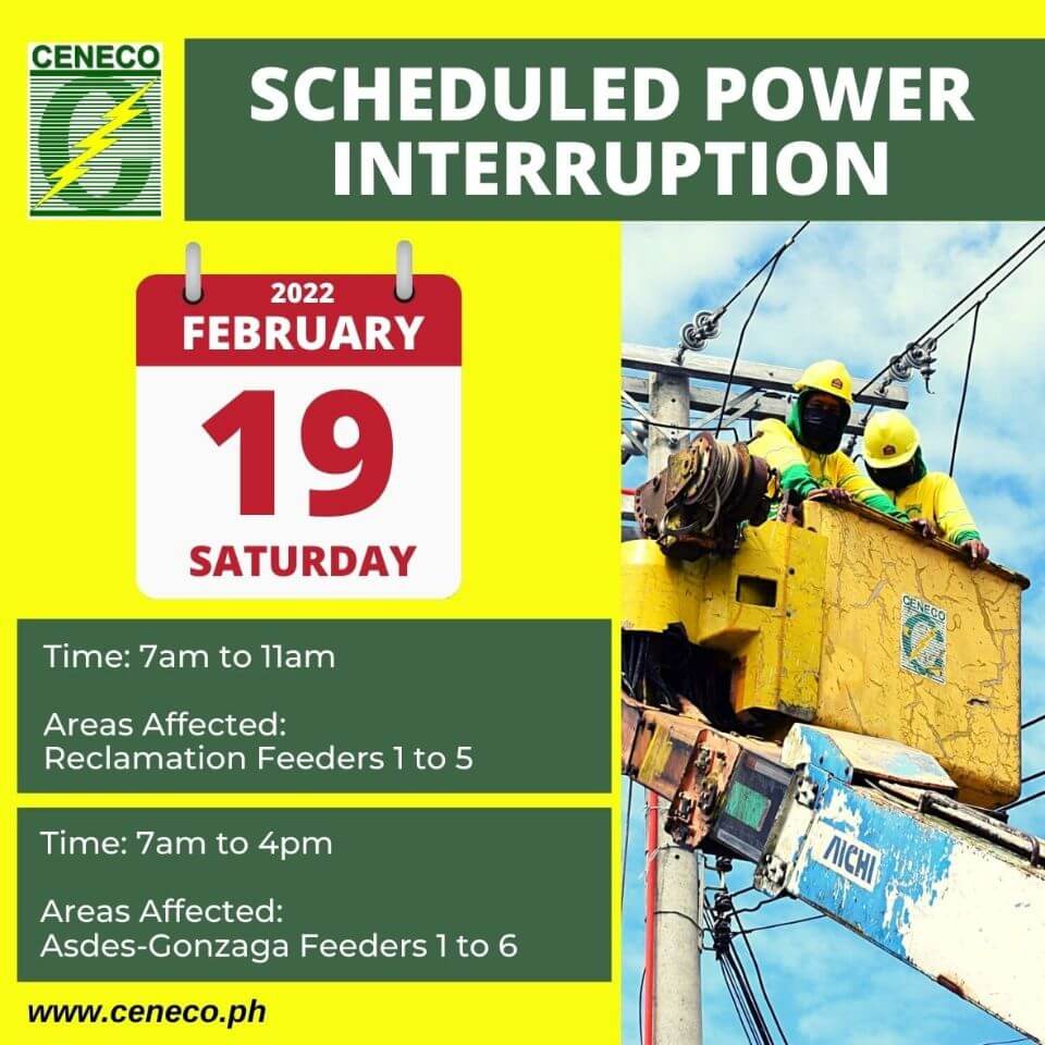 CENECO SETS POWER INTERRUPTION ON FEBRUARY 19