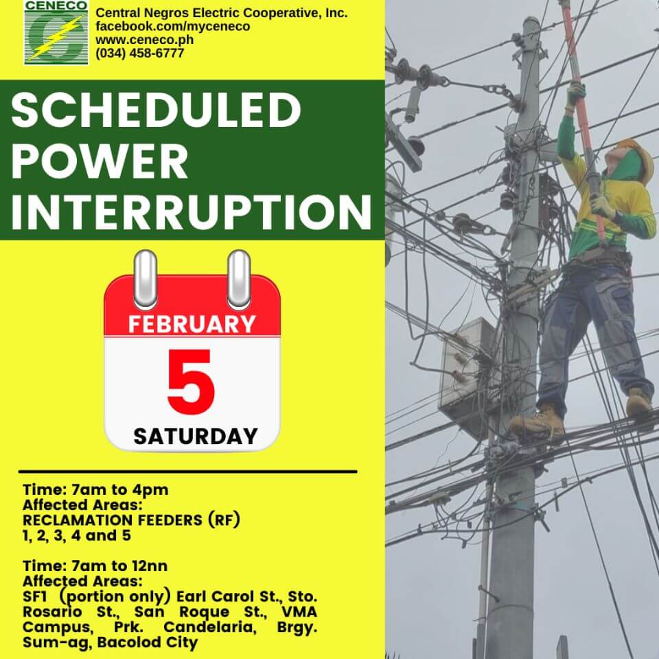 CENECO SETS POWER INTERRUPTION ON FEBRUARY 5