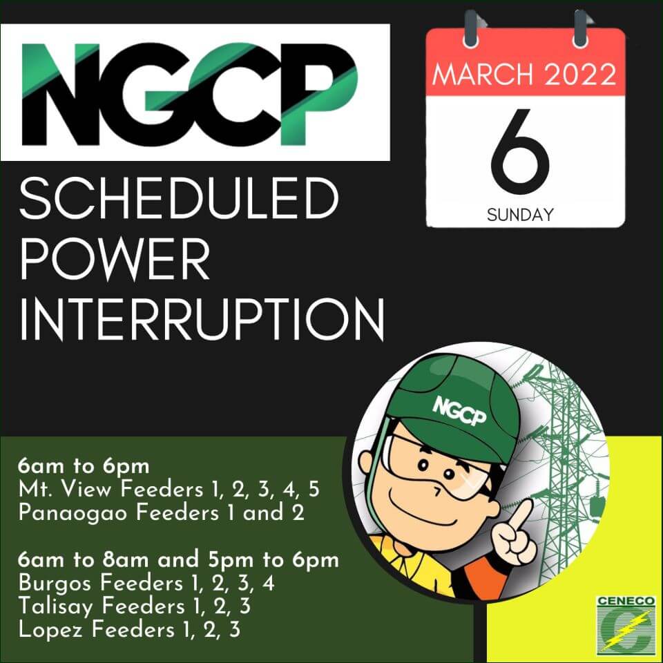 NGCP SETS POWER INTERRUPTION ON MARCH 6 Central Negros Electric