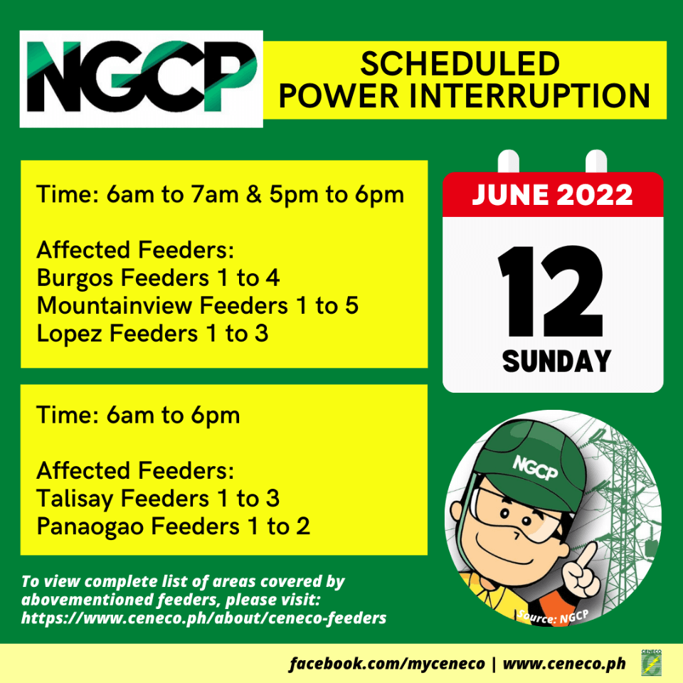 NGCP SETS POWER INTERRUPTION ON JUNE 12