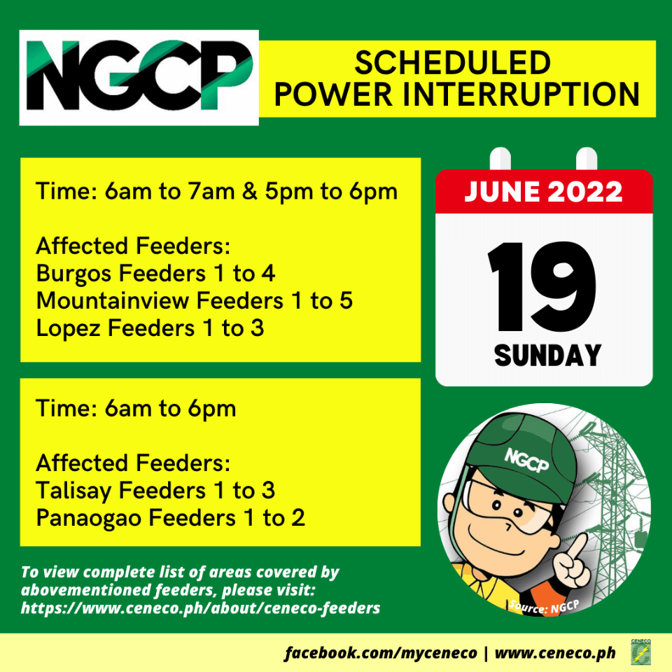 NGCP SETS POWER INTERRUPTION ON JUNE 19