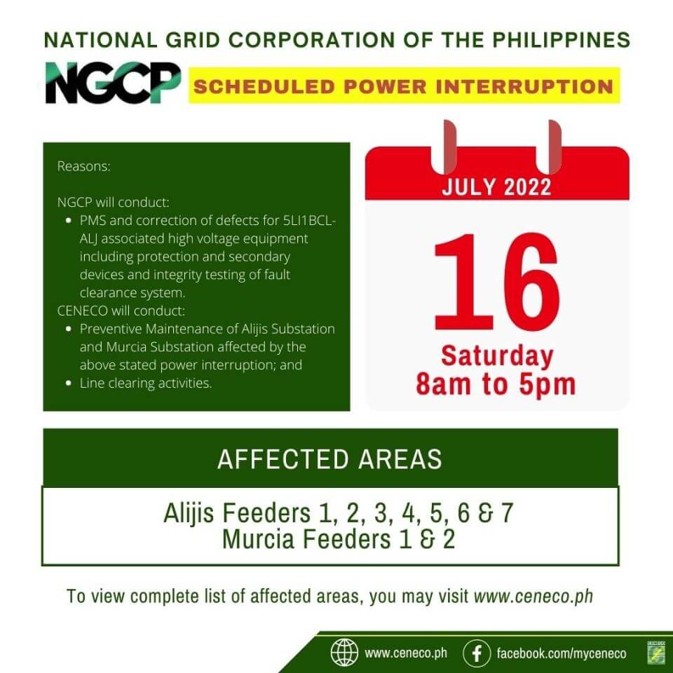 NGCP SETS POWER INTERRUPTION ON JULY 16