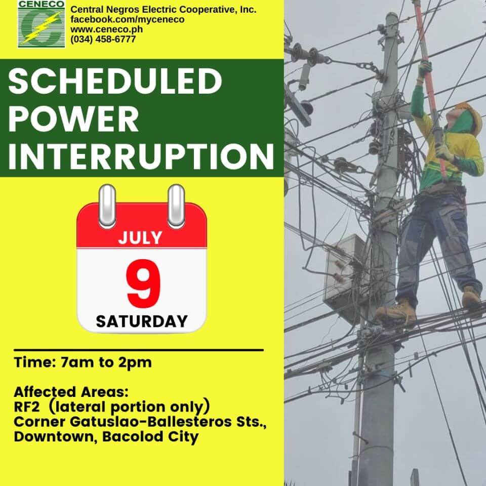 CENECO SETS POWER INTERRUPTIONS ON JULY 9 AND 10