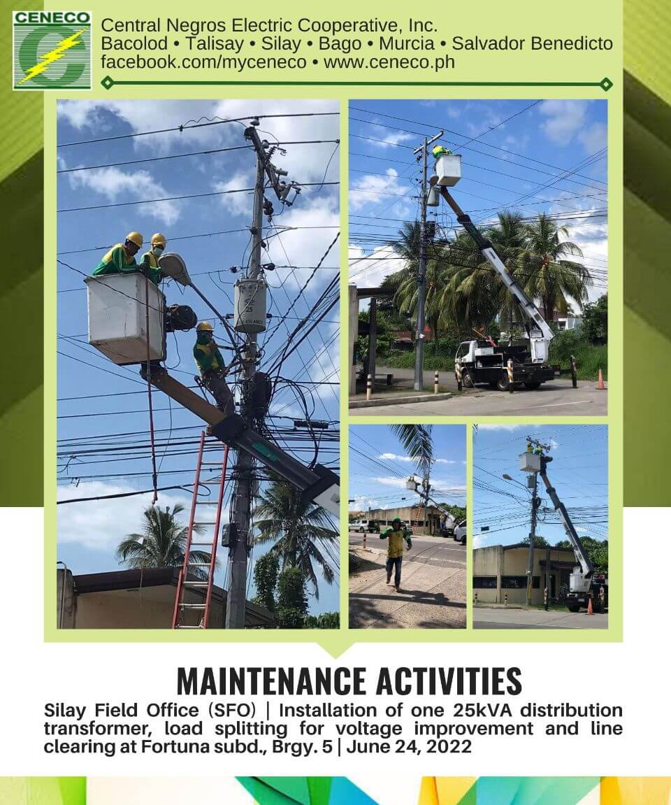 CENECO Maintenance Activities: Silay Field Office July 2-7, 2022