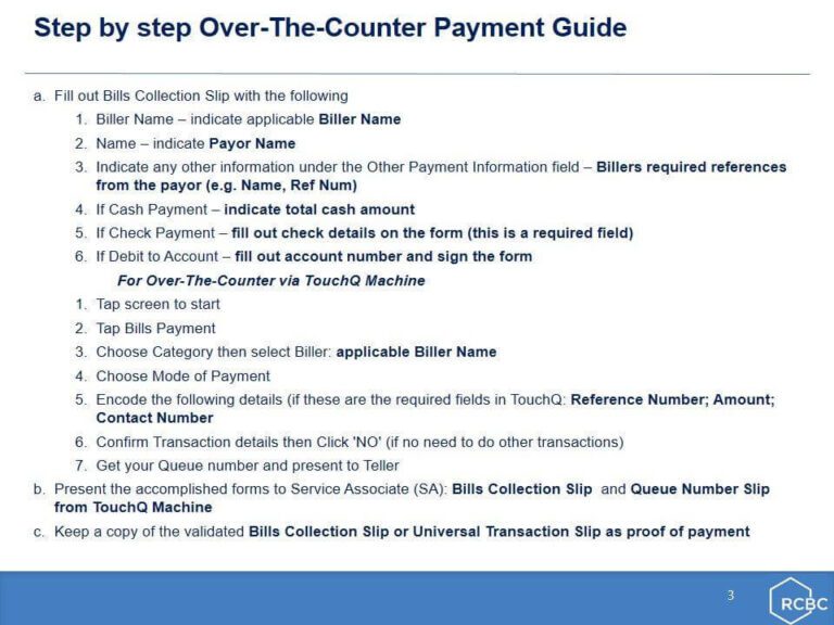 PAYMENT OF CENECO BILLS VIA RCBC