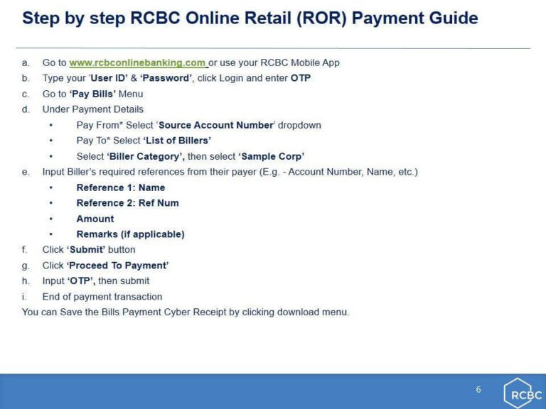 PAYMENT OF CENECO BILLS VIA RCBC