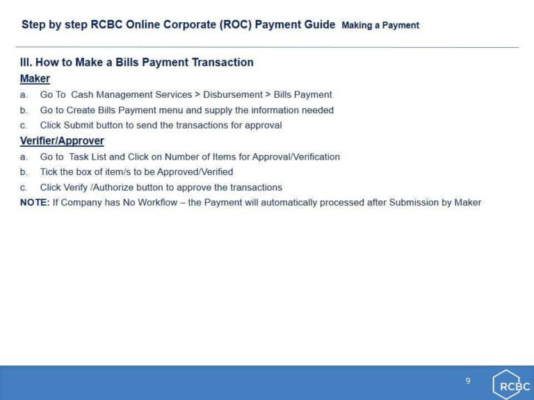 PAYMENT OF CENECO BILLS VIA RCBC