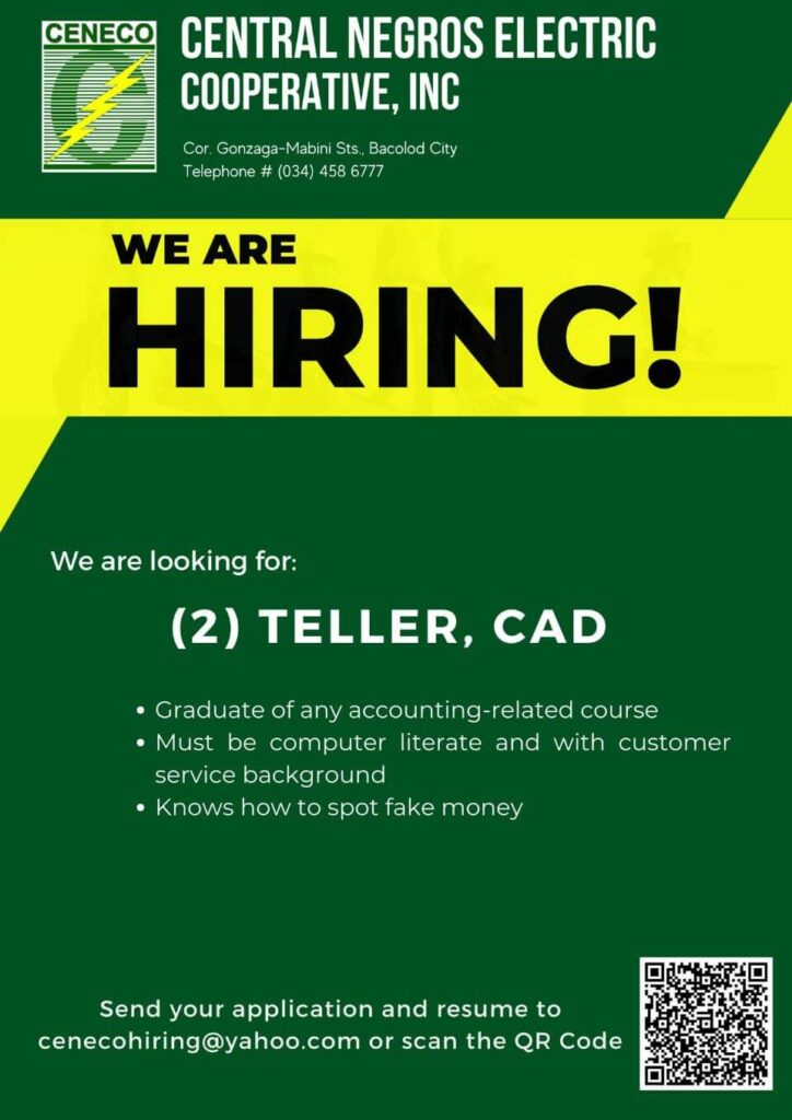 NOW HIRING: Teller, CAD