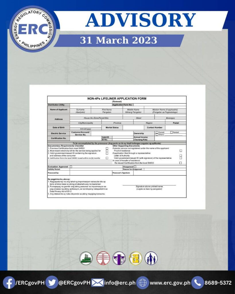 FYI, CENECO Announcement: ERC Advisory As Of March 31, 2023