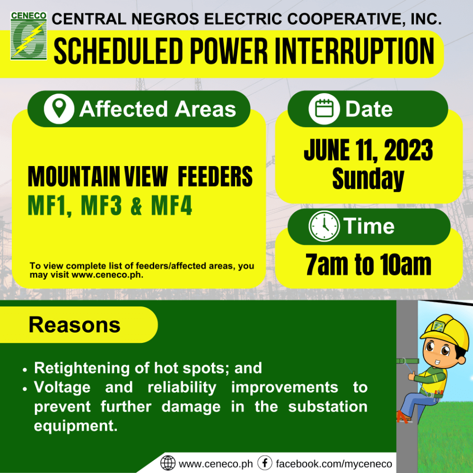 CENECO SETS EMERGENCY POWER INTERRUPTION ON JUNE 11