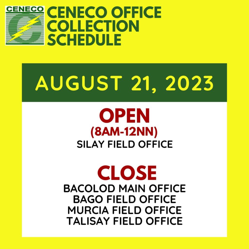 CENECO Announcement: In observance of Ninoy Aquino Day (Special Non-Working Holiday) on August 21, 2023,