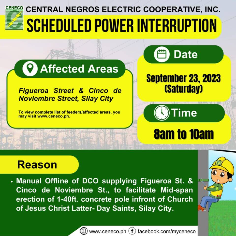 CENECO Sets Power Interruption on September 23, 2023