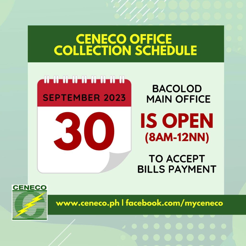 #FYI: CENECO Mabini Main Office is open tomorrow, from 8am-12nn to cater bills payment.