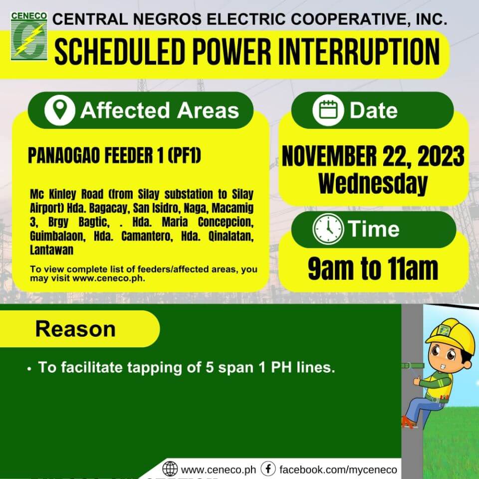 CENECO SETS POWER INTERRUPTION ON NOVEMBER 22