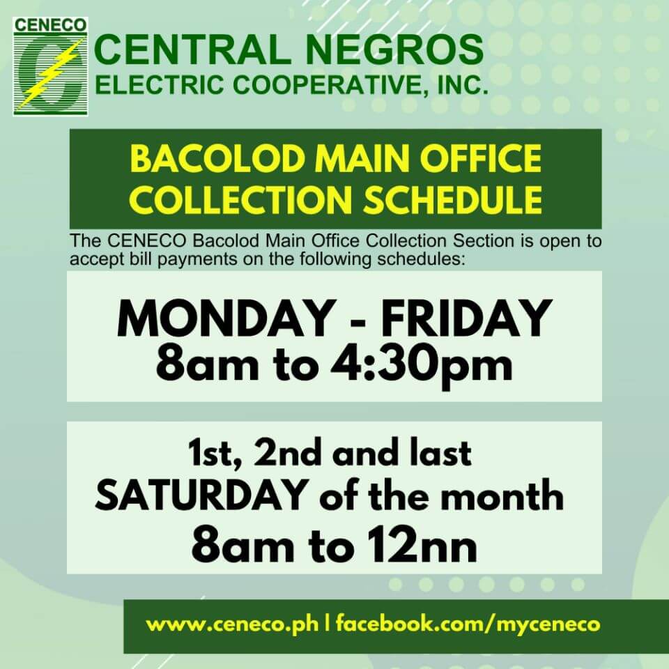 Bacolod Main Office Collection Schedule