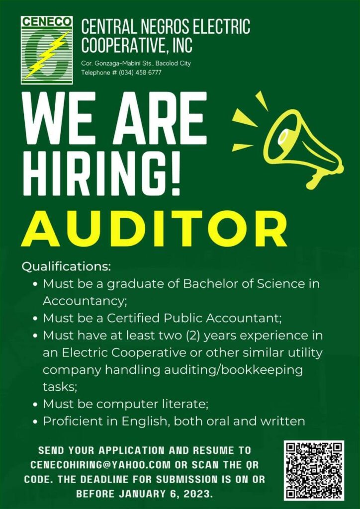 NOW HIRING: Auditor