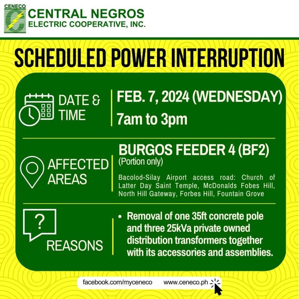 CENECO SETS POWER INTERRUPTION ON FEBRUARY 7