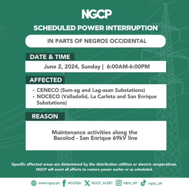 NGCP SETS POWER INTERRUPTION ON JUNE 2