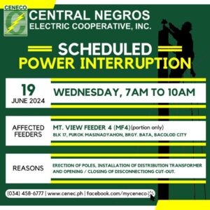 CENECO SETS POWER INTERRUPTIONS ON JUNE 19