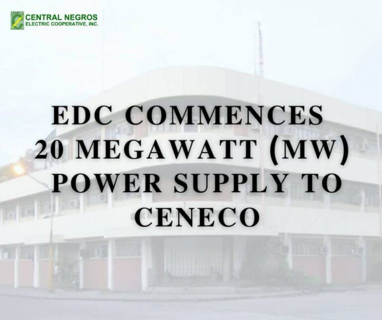 EDC COMMENCES 20 MEGAWATT (MW) POWER SUPPLY TO CENECO