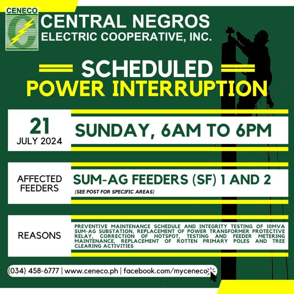 CENECO SETS POWER INTERRUPTIONS ON JULY 20 AND 21