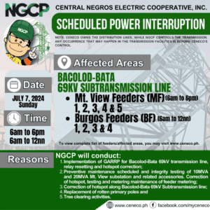 NGCP SETS POWER INTERRUPTION ON JULY 7